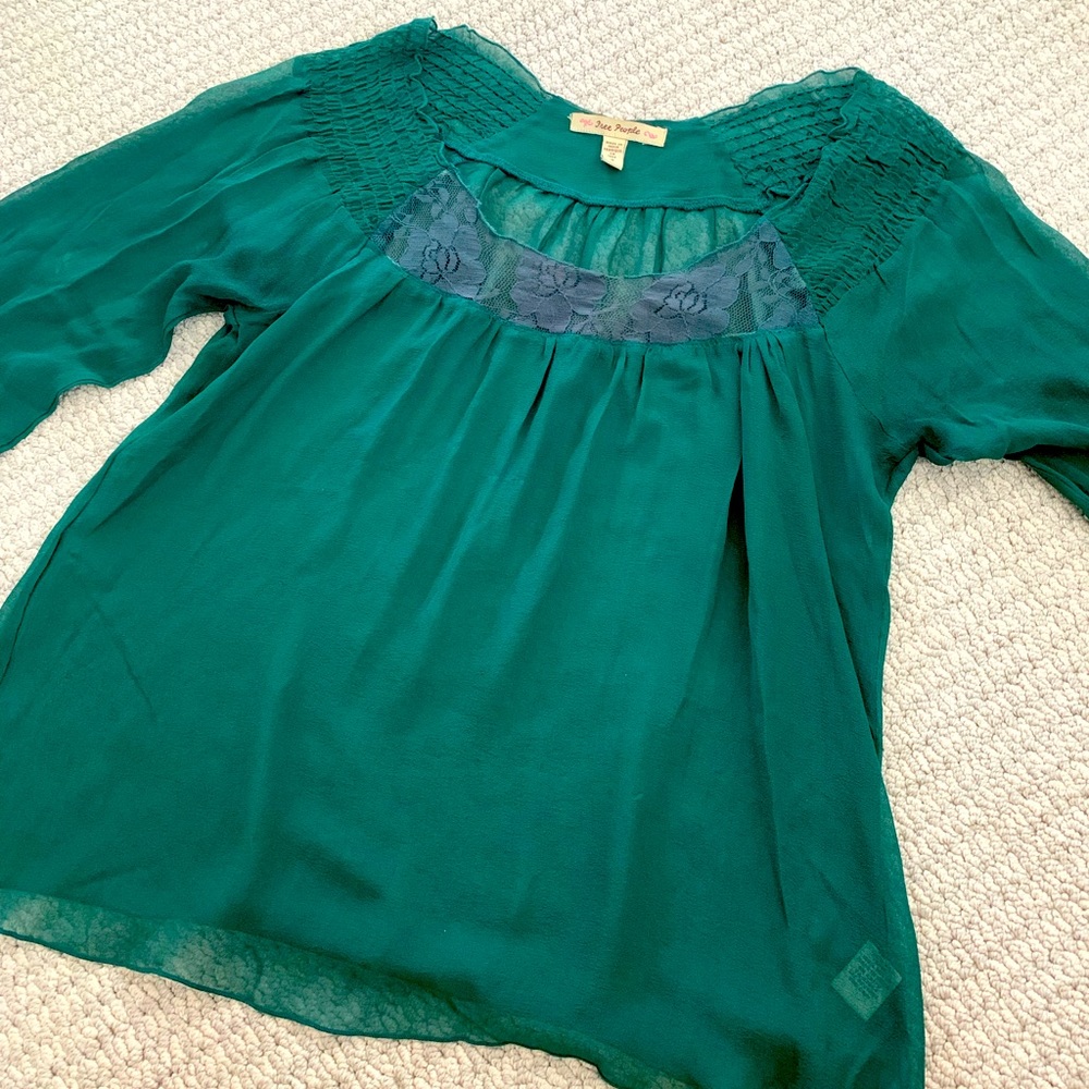 Free People 100% silk lace blouse size 2